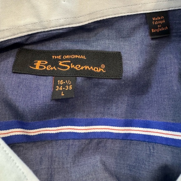 Ben Sherman The Original Men’s Button Down Shirt Sz 16.5, 34-35, L Dk Blue - Picture 3 of 7